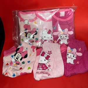 Hello Kitty and Minnie Mouse Pink Pajama 3Pair Set